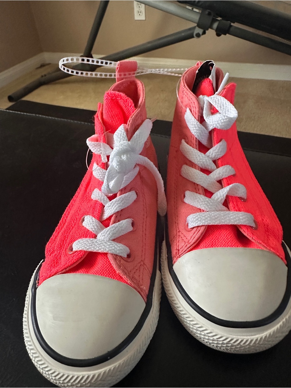 New Toddler girls size10 High-Top Canvas Sneakers in Coral Pink with White Laces